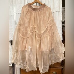 Silk Midi Skirt with Cotton Lining